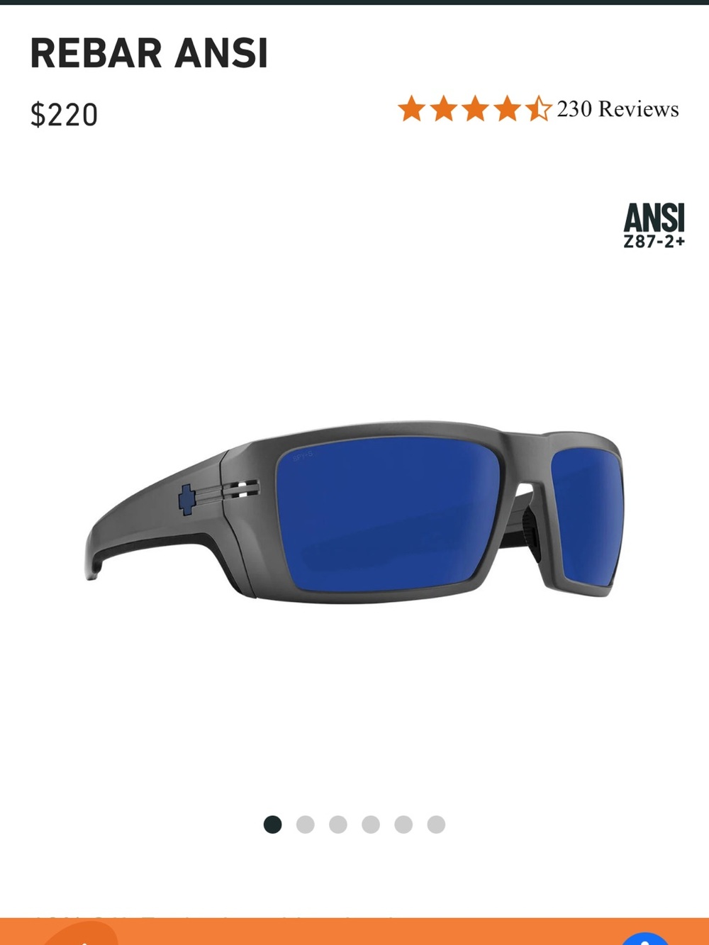 SPY Rebar ANSI Sunglasses — Gray Frame with Blue Lenses